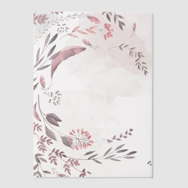 Blush Watercolor Floral Swirl Frame Vellum Invitations (Front)