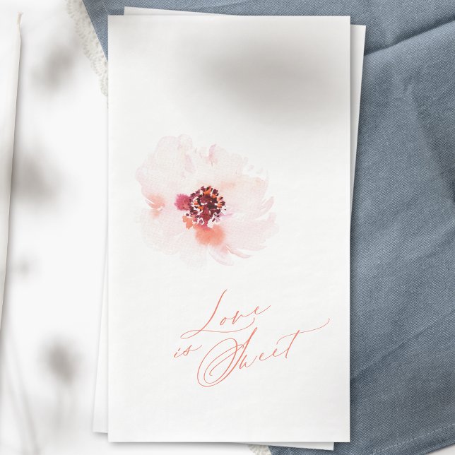Blush Watercolor Floral Wedding Guest Towel Napkin (Creator Uploaded)