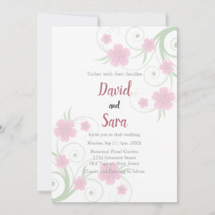 Blush Watercolor Floral Wedding Invitation   Soft
