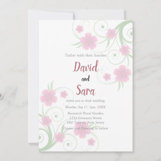 Blush Watercolor Floral Wedding Invitation | Soft