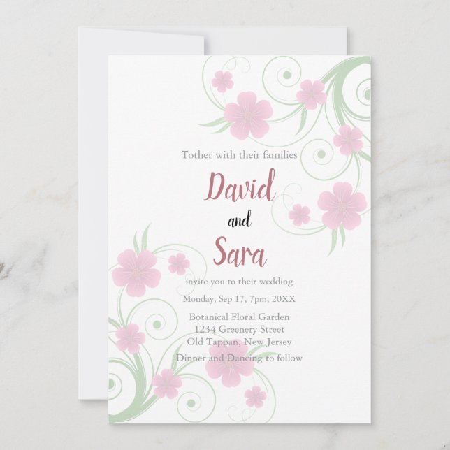Blush Watercolor Floral Wedding Invitation | Soft (Front)