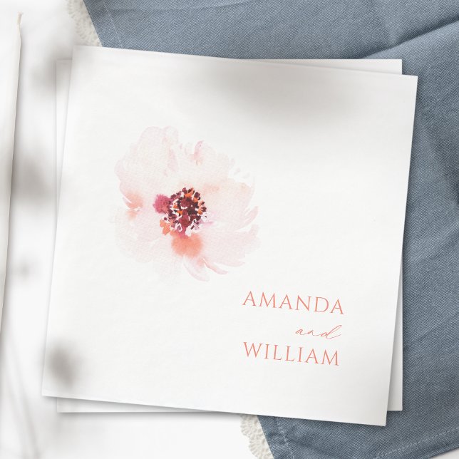 Blush Watercolor Floral Wedding Napkins (Creator Uploaded)