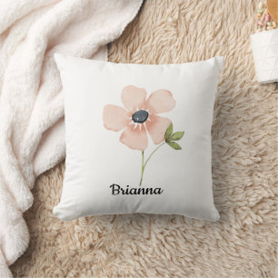 Blush Watercolor Flower Name Cushion