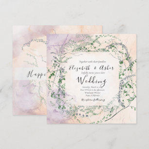 Blush Watercolor Forest Greenery Wedding  Invitation