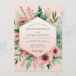 Blush Watercolor Meadow Wedding Invitation
