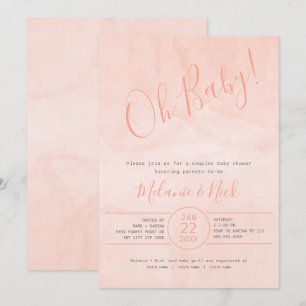 Blush Watercolor Oh Baby girl baby shower Invitation