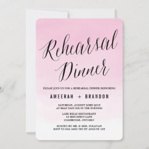 Blush Watercolor Ombre Rehearsal Dinner Invitation