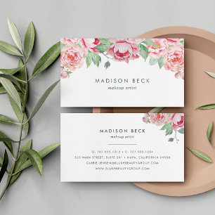 Blush Watercolor Peony Business Card