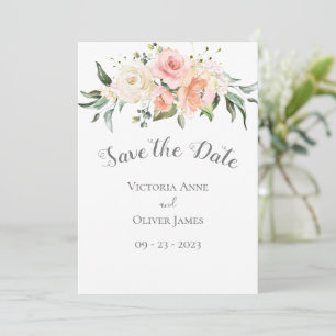 Blush Watercolor Romantic Floral Wedding Save The Date