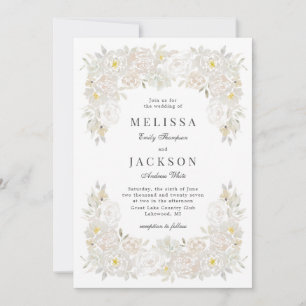 Blush Watercolor Roses  Frame Wedding Invitation 