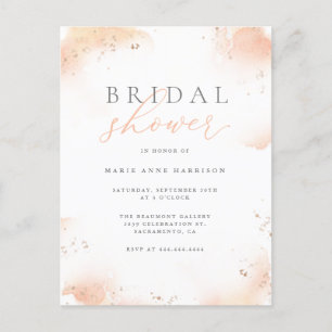 Blush Watercolor Script & Gold Dust Bridal Shower Invitation Postcard