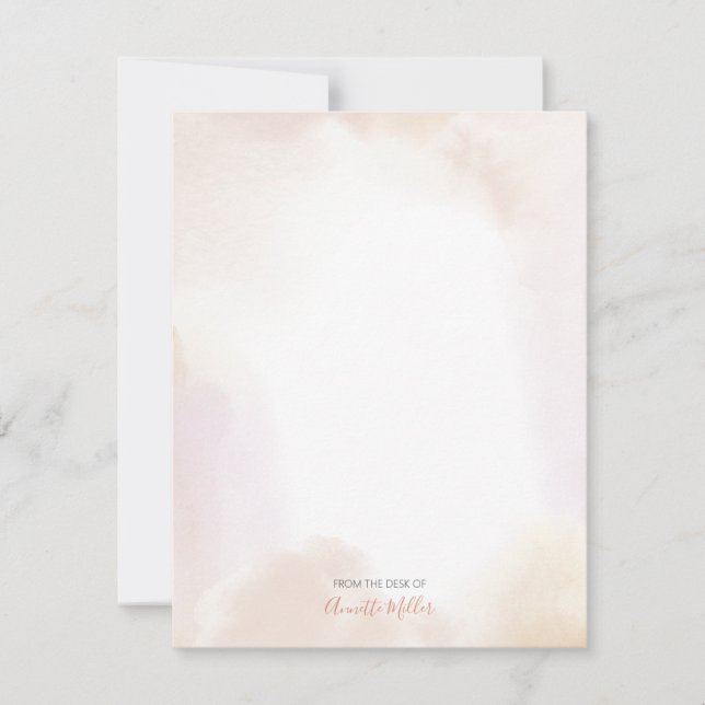 Blush Watercolor Wash Personalised Note Card (Front)