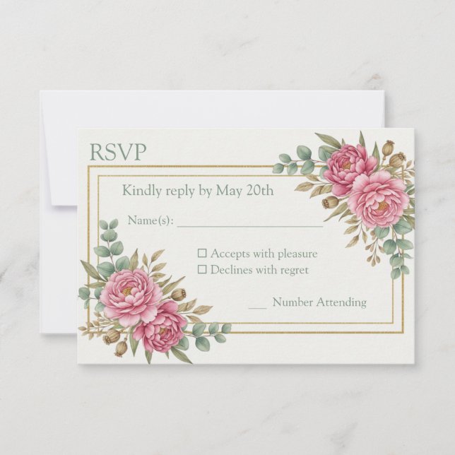 Blush Watercolor Wedding Response Card (Front)