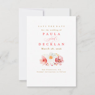 Blush Watercolor Wildflower Boho Save the Date