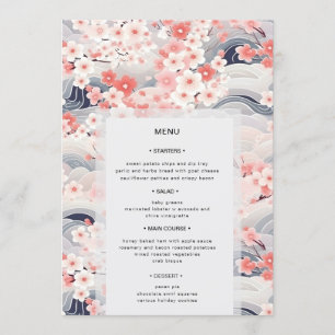 Blush Waves Sakura Blossom Modern Wedding Menu