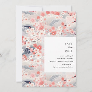 Blush Waves Sakura Blossom Modern Wedding Save The Date