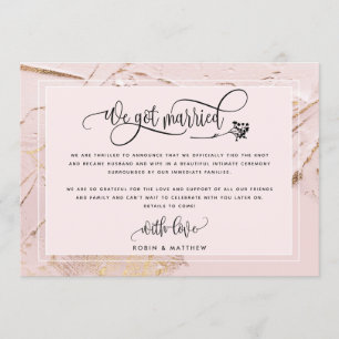 Blush We Got Married Wedding / Elope Announcement