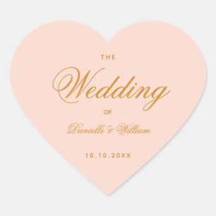 Blush Wedding Elegant Calligraphy Simple Pink  Heart Sticker