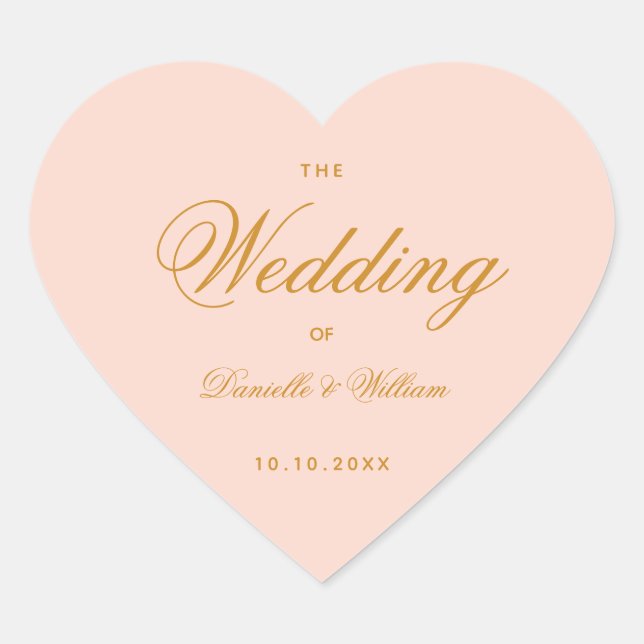 Blush Wedding Elegant Calligraphy Simple Pink  Heart Sticker (Front)