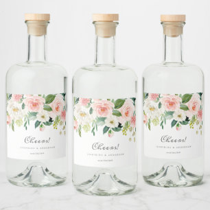 Blush Wedding Favor Liquor Bottle Label