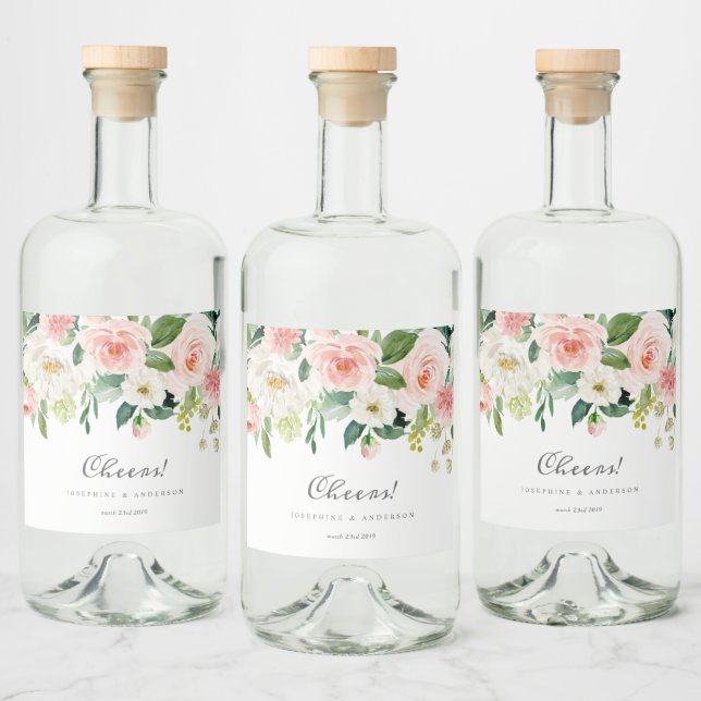 Blush Wedding Favor Liquor Bottle Label (Bottles)