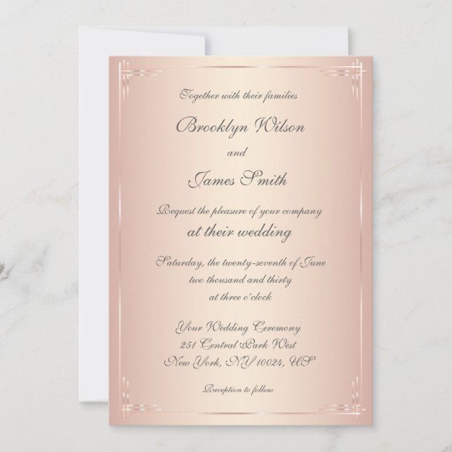 Blush Wedding Invitations Elegant (Front)