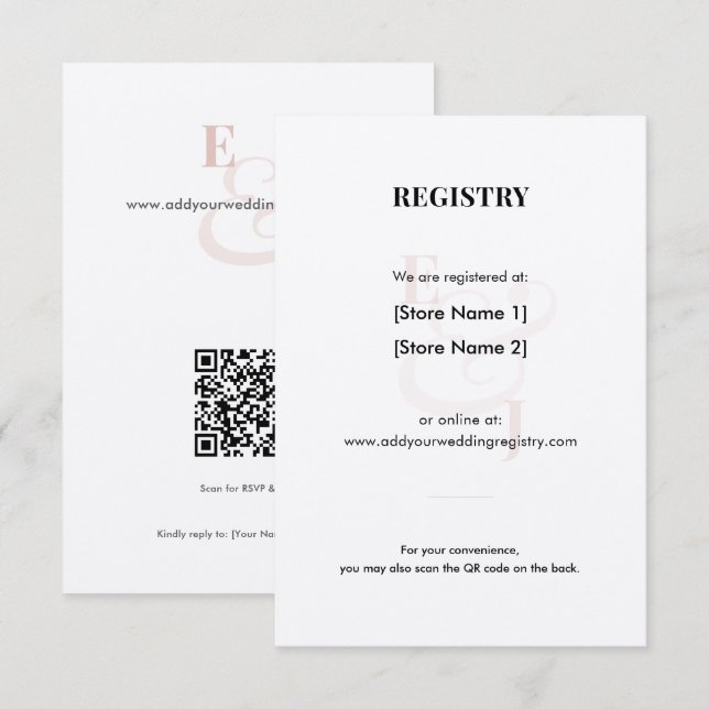 Blush Wedding Registry | QR Code Enclosure Card (Front/Back)