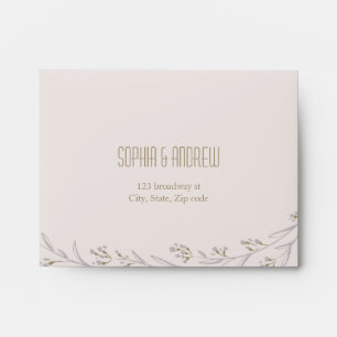 Blush Wedding RSVP Envelope & Rustic Floral Liner