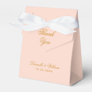 Blush Wedding Simple Pink Golden Script Thank You Favour Box