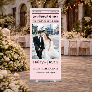 Blush Wedding Welcome Romantic Photo Editorial Retractable Banner
