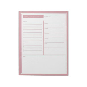 Blush Weekly To Do List Notepad
