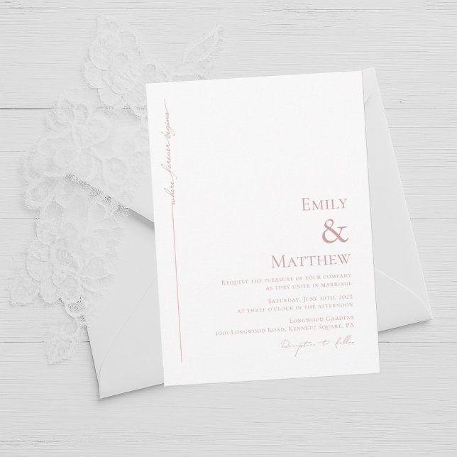 Blush Where Forever Begins Wedding Invitation (Creator Uploaded)