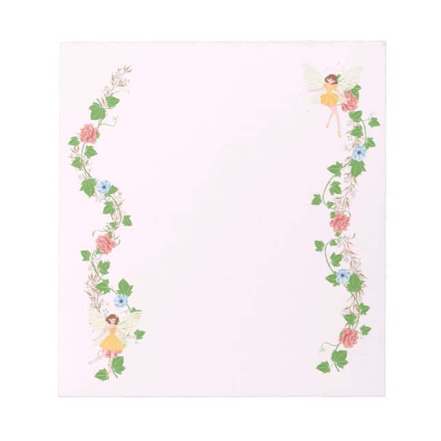 Blush Whimsical Fairy Flower Vines Notepad (Front)