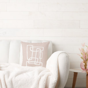 Blush + White Abstract Interlocking Shapes Cushion