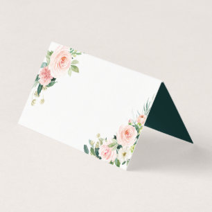 Blush White Bloom Floral Wedding Place Card