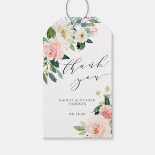 Blush White Bloom Floral Wedding Thank You Gift Tags