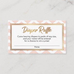 Blush & White Bold Chevron Diaper Raffle Cards