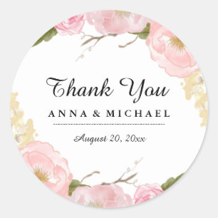 Blush White Botanical Floral Wedding Stickers