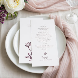 Blush White & Burgundy Elegant Floral Wedding Menu