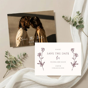 Blush White & Burgundy Elegant Floral Wedding Save The Date