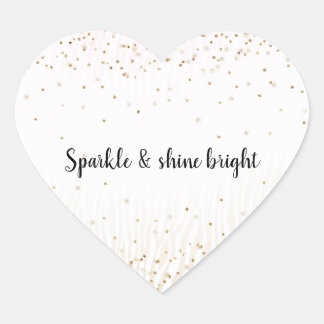 Blush White Cream Zebra Gold Confetti Sparkle Heart Sticker