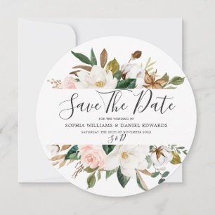 Blush & White Florals Elegant Modern Wedding Save The Date