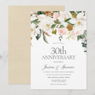Blush & White Flowers 30th Wedding Anniversary Invitation