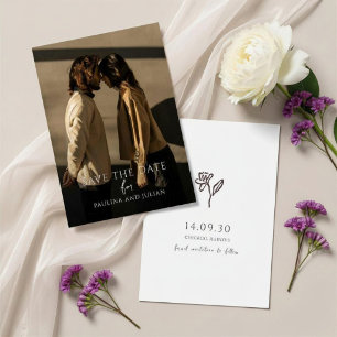 Blush White Full Bleed & Overlay Floral Wedding Save The Date