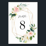 Blush White Gold Frame Wedding Table Number<br><div class="desc">Elegant Wedding Table Number Card featuring painted watercolor flowers in blush pink,  white and green foliage with gold frames.  For more advanced customisation of this design,  Please click the "Customise" button. Matching items are also available.</div>