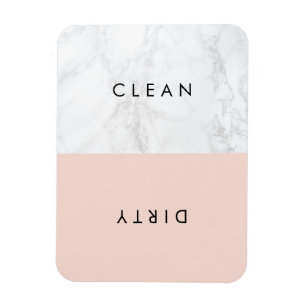 Blush & White Marble Modern Typography Dishwasher Magnet