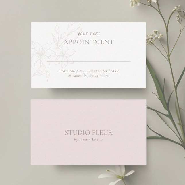 Blush & White | Modern Boho Minimal Floral Appointment Card (Creator Uploaded)