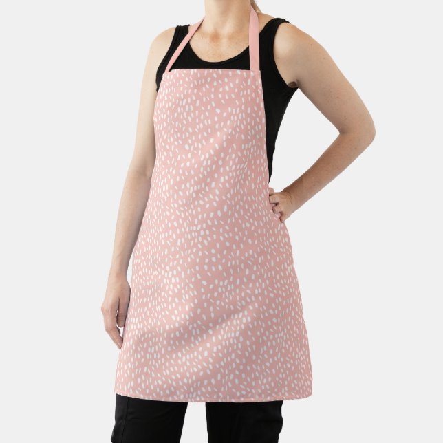 Blush & White Modern Dot Pattern Apron (Insitu)