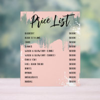 Blush White Paint Spatter Chic Salon Price List