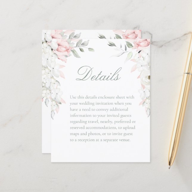 Blush & White Roses Floral Garden Wedding Details (Front/Back In Situ)